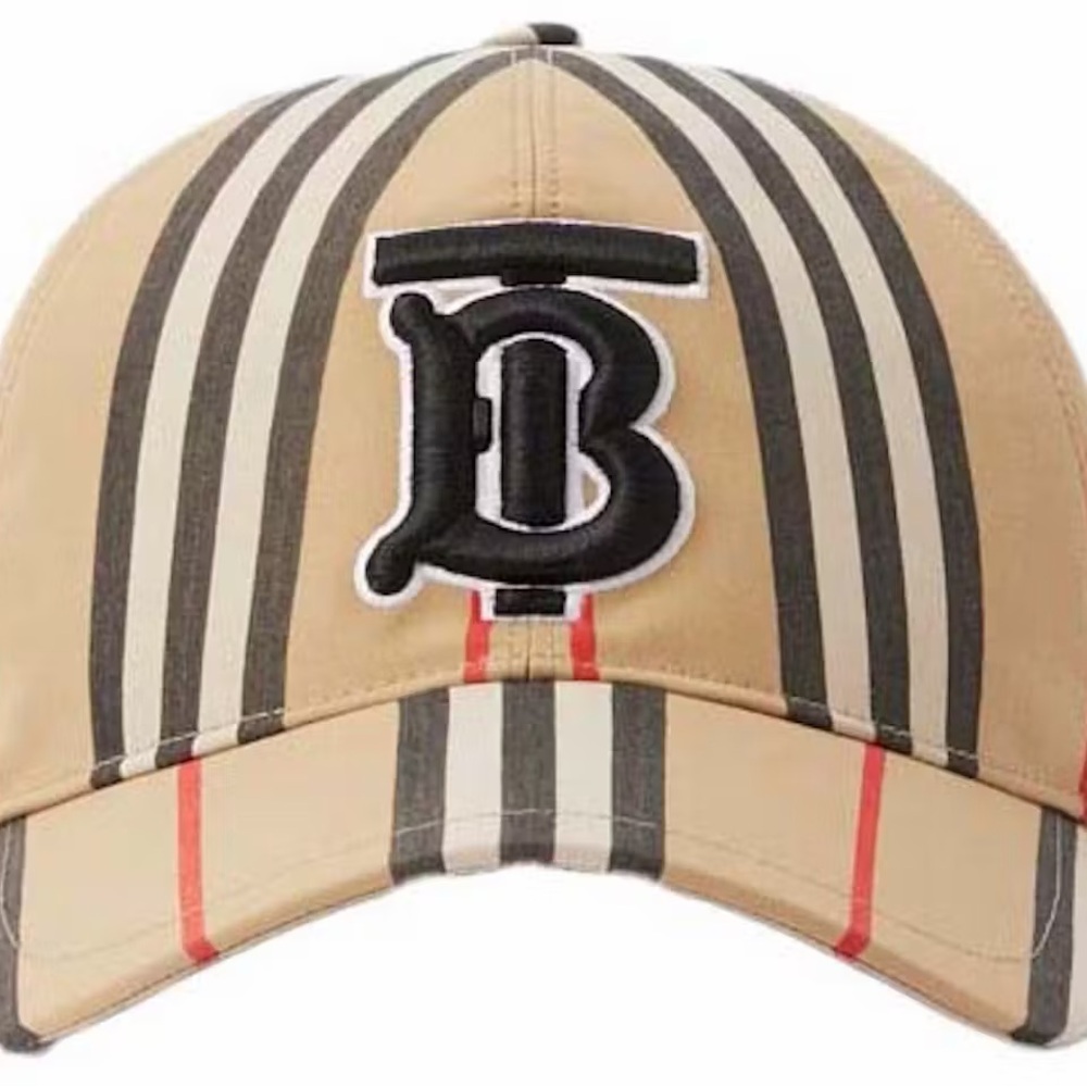 Burberry Tan and Black Striped Kids Hat